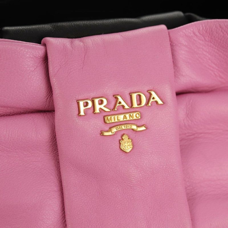 【日本直送】PRADA Ribbon 手提包 皮革 2way 黑色 金色 Auth 155326V-20