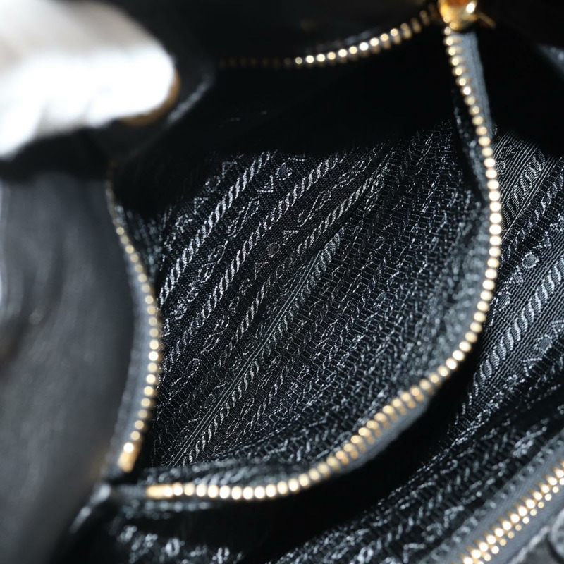 【日本直送】PRADA Ribbon 手提包 皮革 2way 黑色 金色 Auth 155326V-25