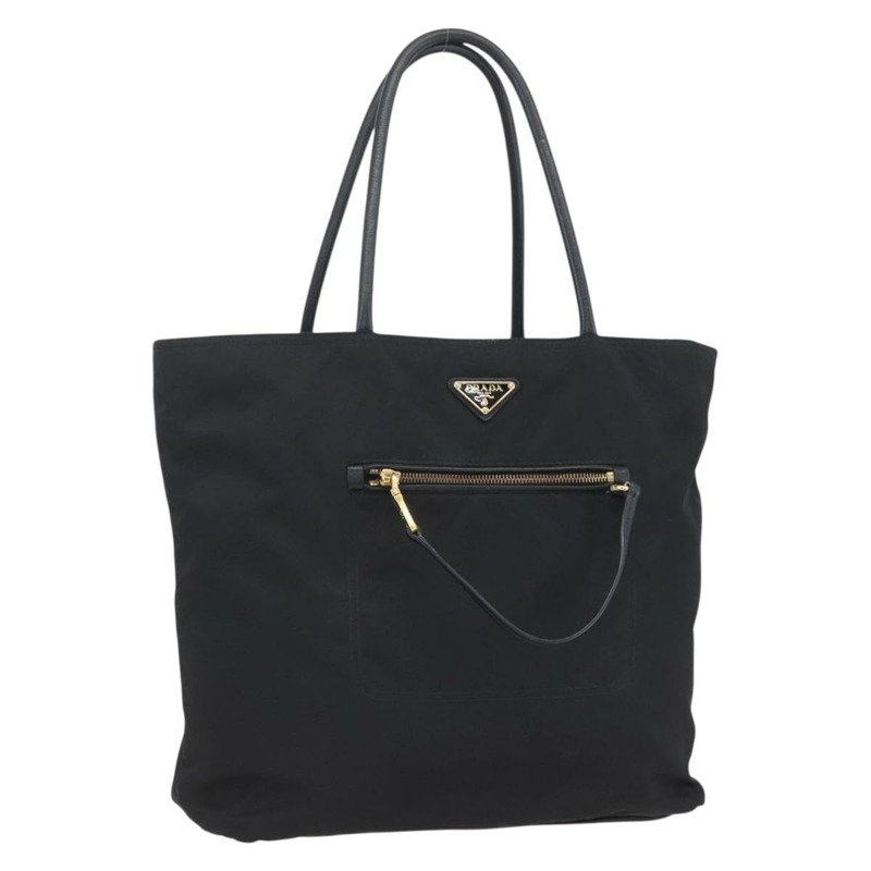 【日本直送】PRADA 尼龍黑色金色手提包 Auth 156867V-0
