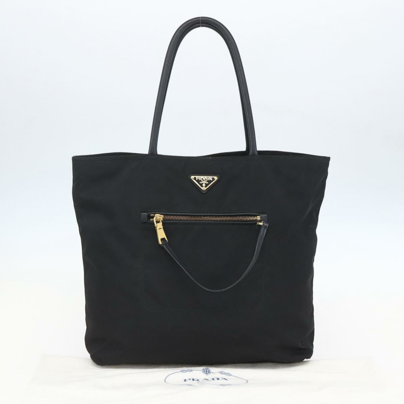 【日本直送】PRADA 尼龍黑色金色手提包 Auth 156867V-11