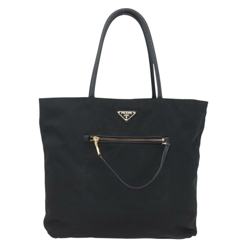 【日本直送】PRADA 尼龍黑色金色手提包 Auth 156867V-12