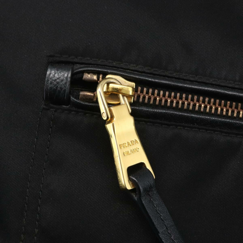 【日本直送】PRADA 尼龍黑色金色手提包 Auth 156867V-16