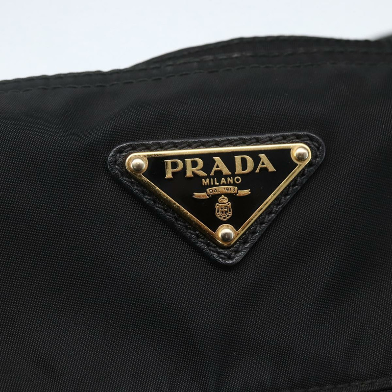 【日本直送】PRADA 尼龍黑色金色手提包 Auth 156867V-17