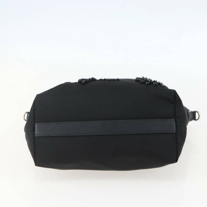 【日本直送】PRADA 串珠手提包 尼龍 黑色 銀色 正品 am10030V-4