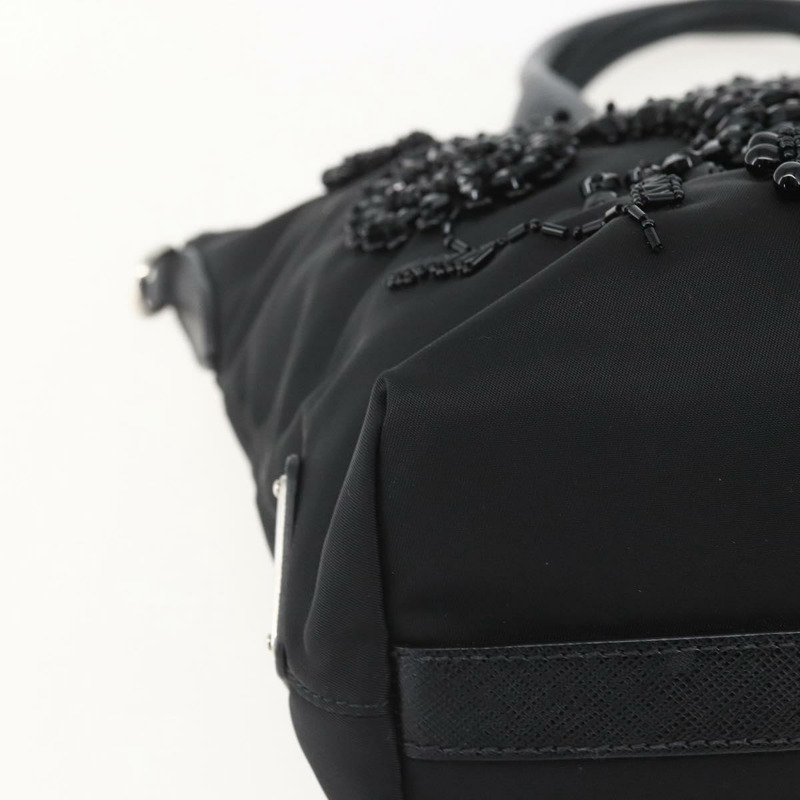 【日本直送】PRADA 串珠手提包 尼龍 黑色 銀色 正品 am10030V-14