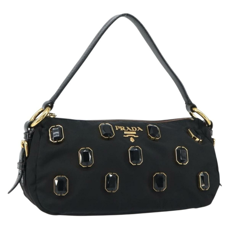 【日本直送】PRADA Bijoux 單肩包 尼龍 黑色 金色 正品 yk19999V-0