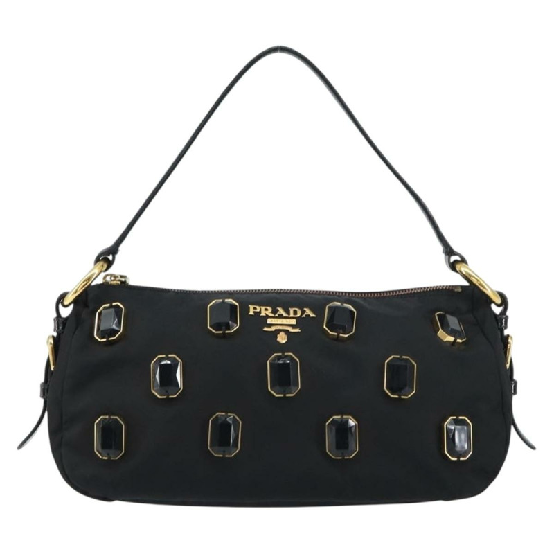 【日本直送】PRADA Bijoux 單肩包 尼龍 黑色 金色 正品 yk19999V-12