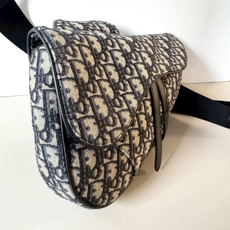 Dior Oblique 緹花布 牛皮 男款 Saddle 馬鞍包 斜背 肩背 胸口包-3