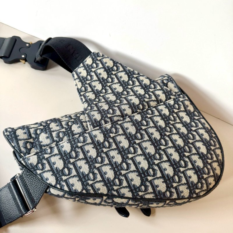 Dior Oblique 緹花布 牛皮 男款 Saddle 馬鞍包 斜背 肩背 胸口包-4