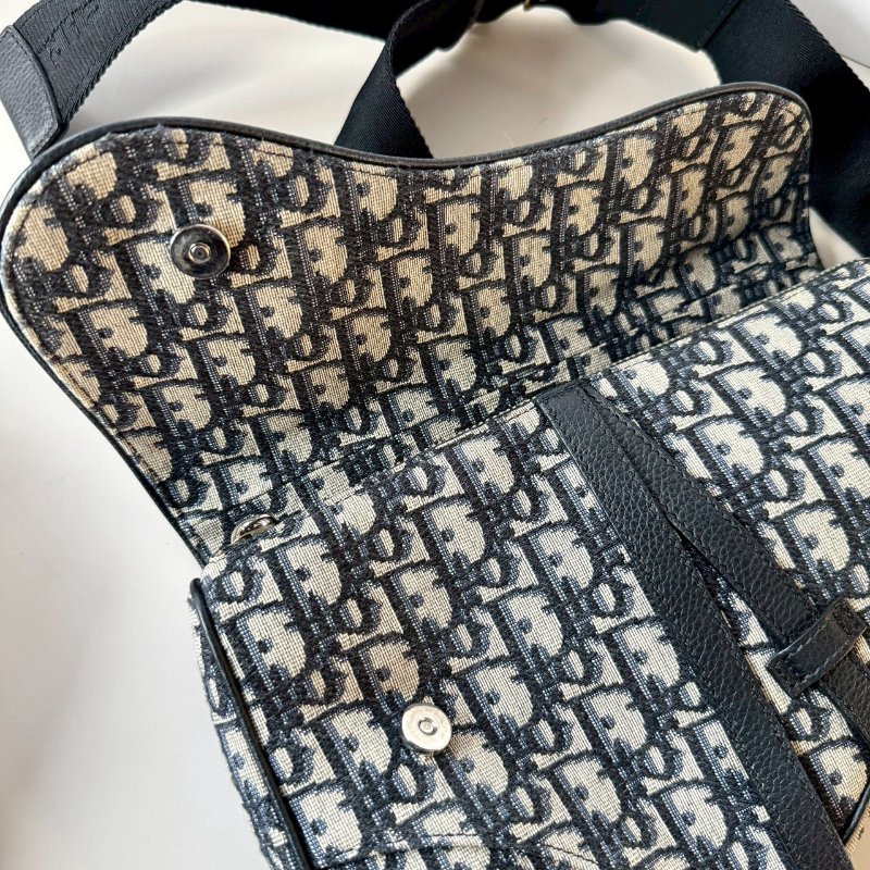 Dior Oblique 緹花布 牛皮 男款 Saddle 馬鞍包 斜背 肩背 胸口包-6