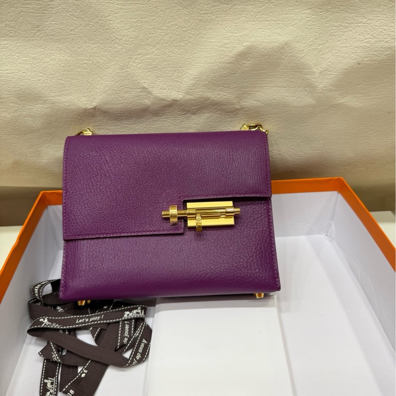 Hermes 爱马仕 mini verrou 海葵紫 手枪包-0