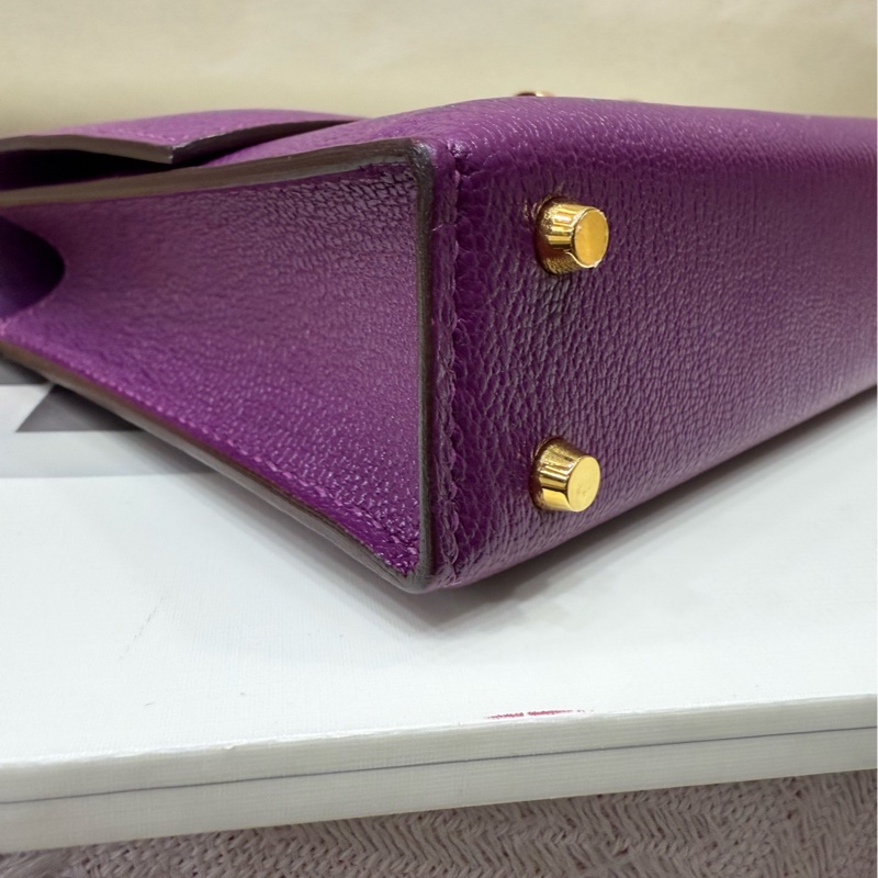 Hermes 爱马仕 mini verrou 海葵紫 手枪包-5