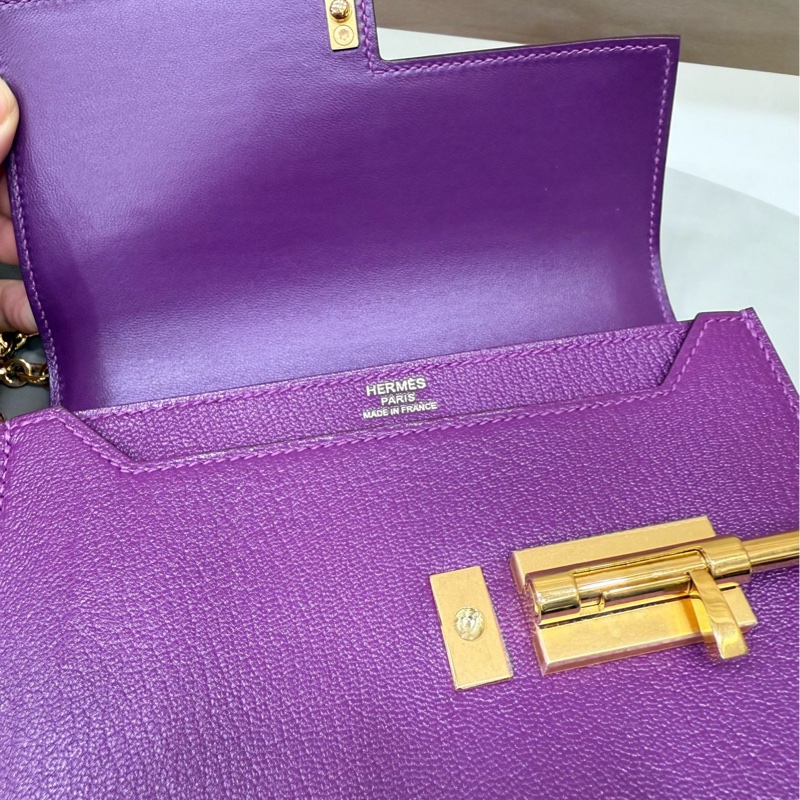 Hermes 爱马仕 mini verrou 海葵紫 手枪包-8