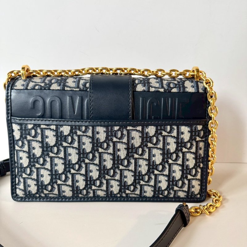 Dior 30 MONTAIGNE 海軍藍 緹花 OBLIQUE 可調 鏈帶 蒙田包-2