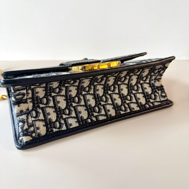 Dior 30 MONTAIGNE 海軍藍 緹花 OBLIQUE 可調 鏈帶 蒙田包-4