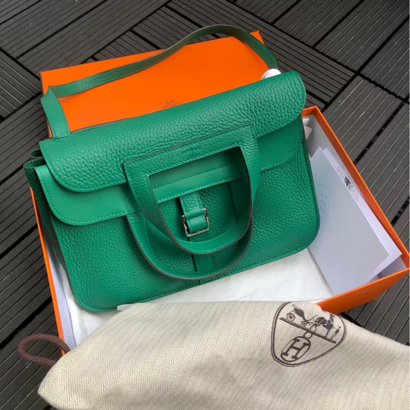 Hermes 爱马仕 绿色halzan 25 手提斜挎包 W刻-0