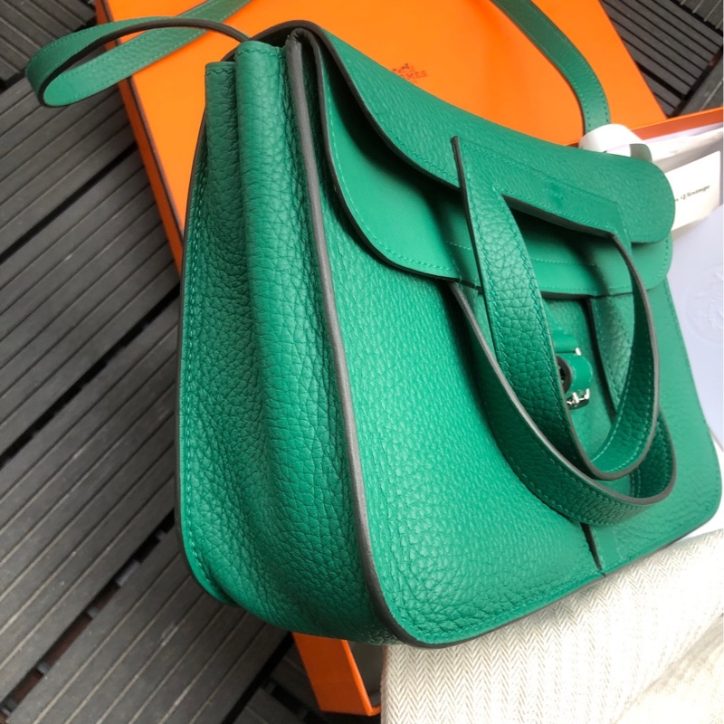 Hermes 爱马仕 绿色halzan 25 手提斜挎包 W刻-1
