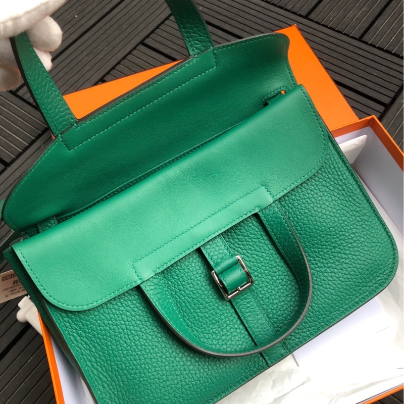 Hermes 爱马仕 绿色halzan 25 手提斜挎包 W刻-5