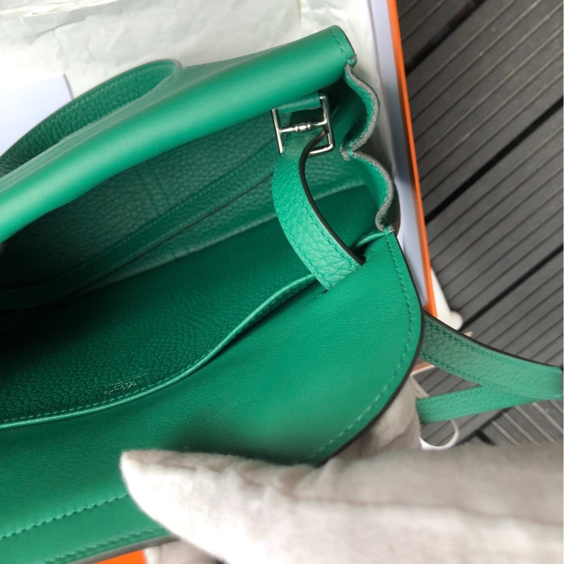 Hermes 爱马仕 绿色halzan 25 手提斜挎包 W刻-6