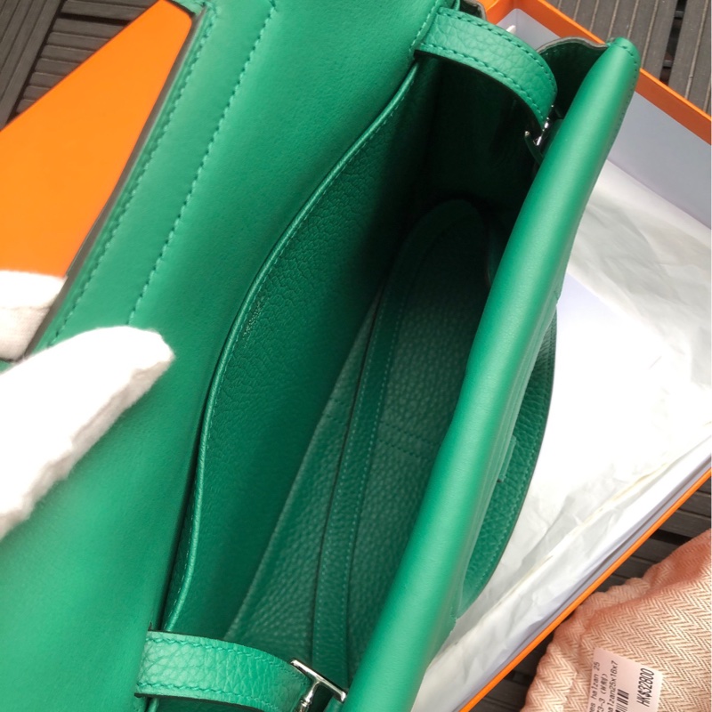 Hermes 爱马仕 绿色halzan 25 手提斜挎包 W刻-7