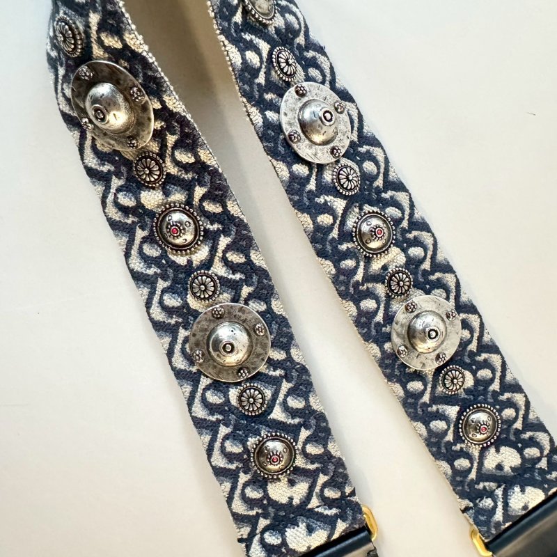 Dior J'adior 深藍 金屬 鉚釘 裝飾 帆布 替換 肩背帶-3