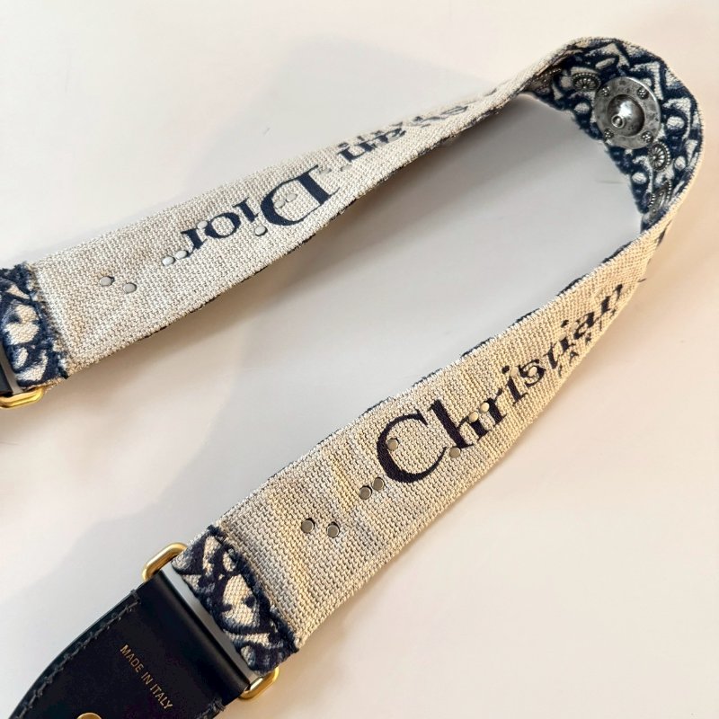 Dior J'adior 深藍 金屬 鉚釘 裝飾 帆布 替換 肩背帶-4