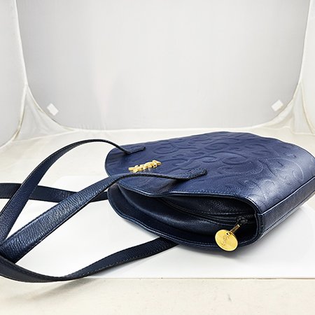 ＊奢華大道國際精品＊【Y095】YSL藍色牛皮唐草花紋貝殼肩背包-2