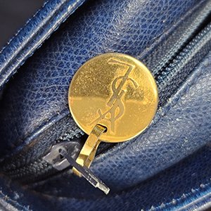 ＊奢華大道國際精品＊【Y095】YSL藍色牛皮唐草花紋貝殼肩背包-8