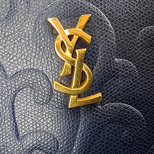 ＊奢華大道國際精品＊【Y095】YSL藍色牛皮唐草花紋貝殼肩背包-9