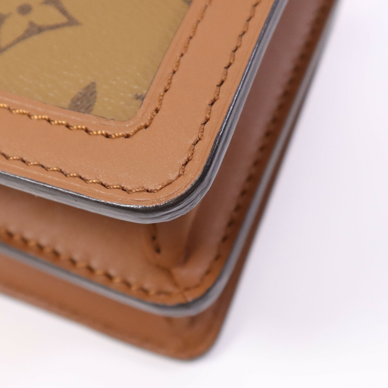 LOUIS VUITTON Monogram Reverse Dauphine MM金扣手挽肩背兩用袋棕色-9