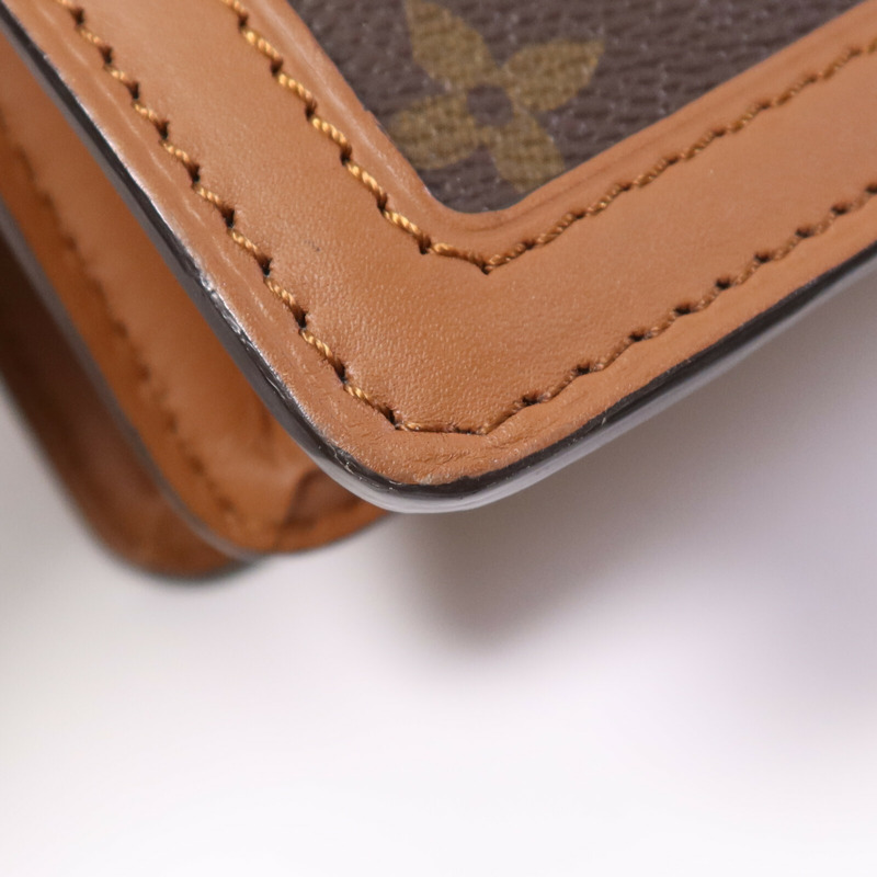 LOUIS VUITTON Monogram Reverse Dauphine MM金扣手挽肩背兩用袋棕色-12