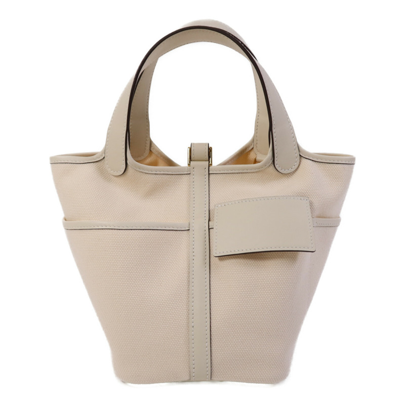 HERMES Swift皮革/帆布Picotin PM金扣手挽袋-1