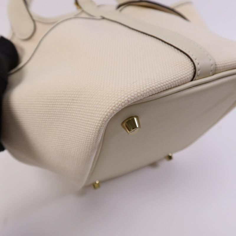 HERMES Swift皮革/帆布Picotin PM金扣手挽袋-13