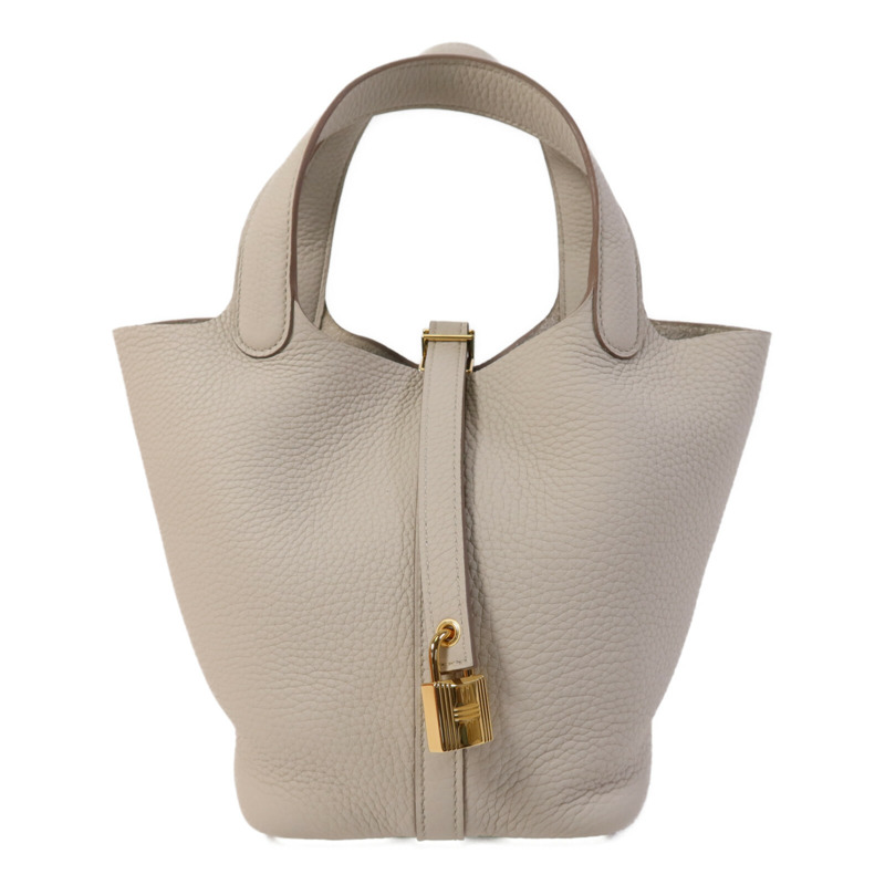 HERMES Clemence皮革Picotin PM金扣手挽袋Nata-0