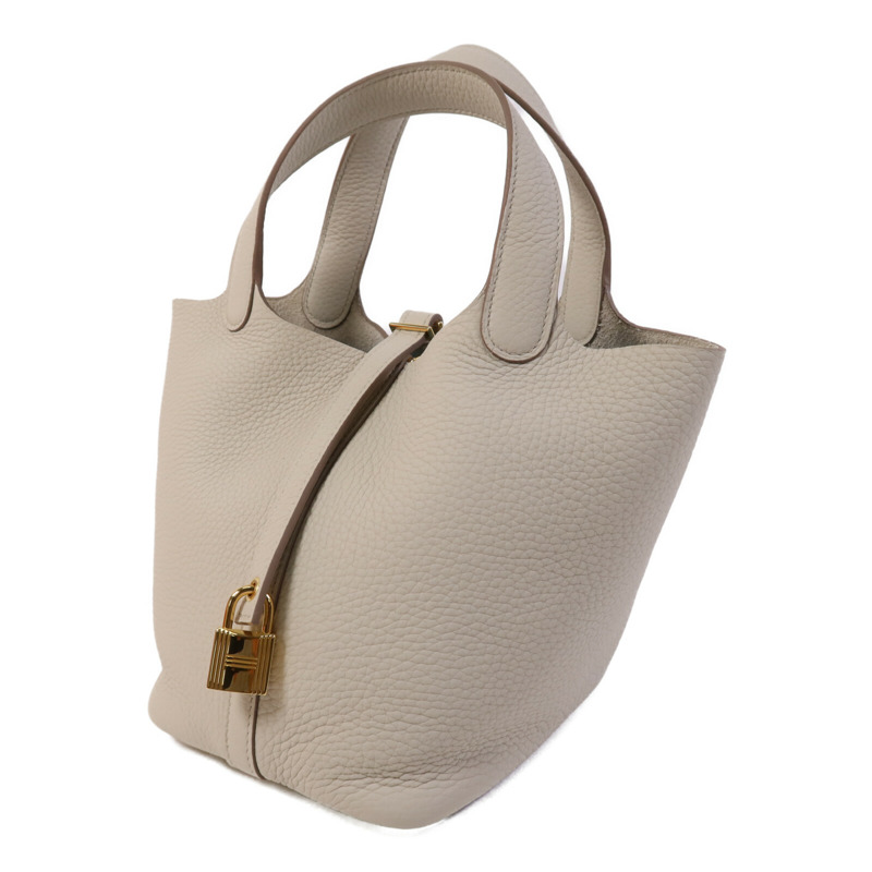 HERMES Clemence皮革Picotin PM金扣手挽袋Nata-1