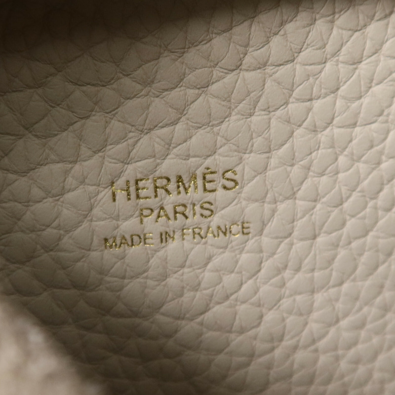 HERMES Clemence皮革Picotin PM金扣手挽袋Nata-5
