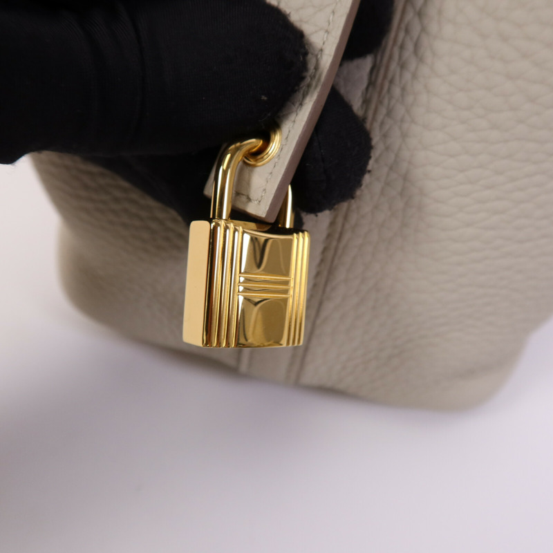 HERMES Clemence皮革Picotin PM金扣手挽袋Nata-7