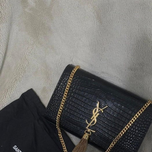 YSL 經典不墜的流蘇Kate包-黑色-1