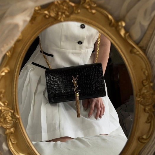 YSL 經典不墜的流蘇Kate包-黑色-4