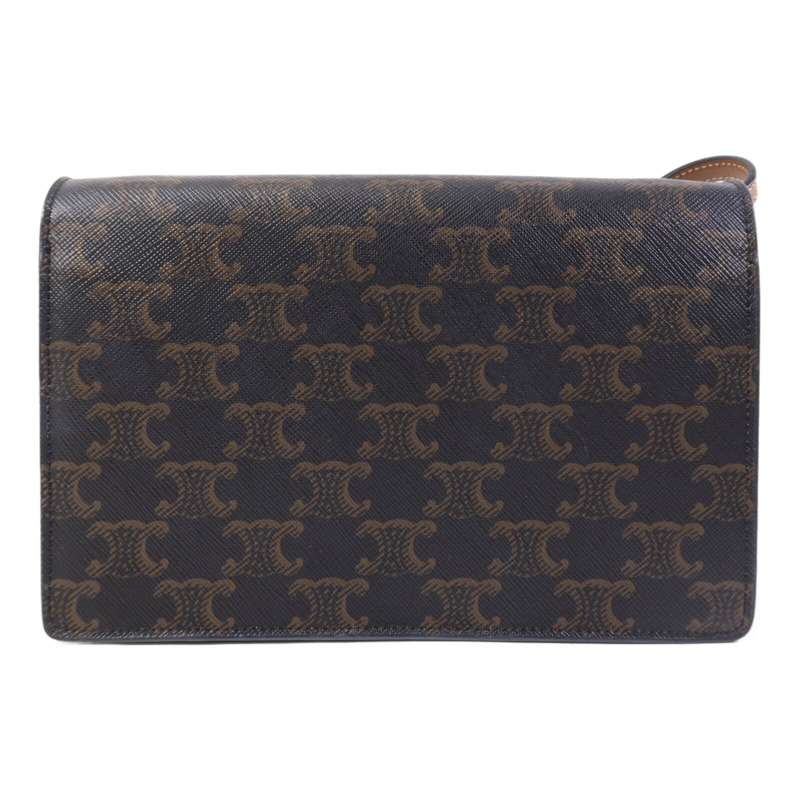 CELINE 塗層帆布Triomphe Wallet On Strap金扣肩背袋-2