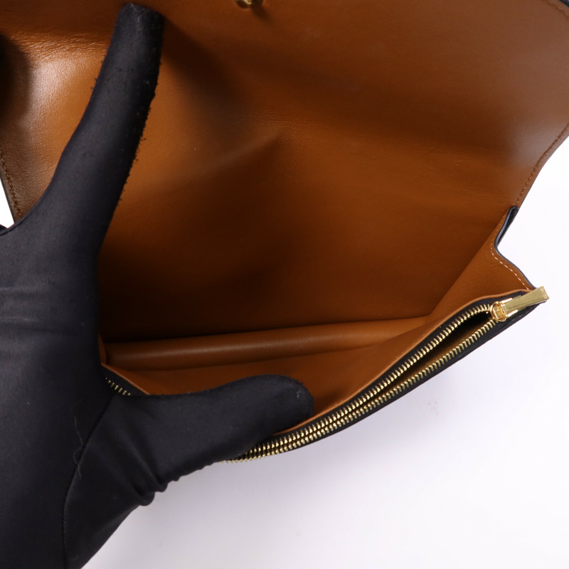CELINE 塗層帆布Triomphe Wallet On Strap金扣肩背袋-4