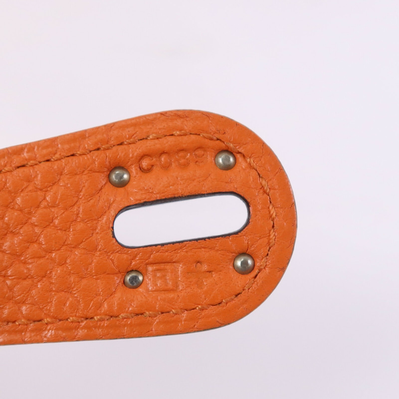 HERMES Clemence皮革Lindy 30銀扣手挽肩背兩用袋Feu-6