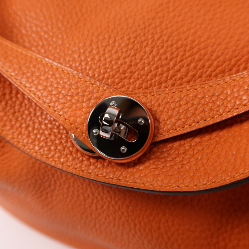 HERMES Clemence皮革Lindy 30銀扣手挽肩背兩用袋Feu-7