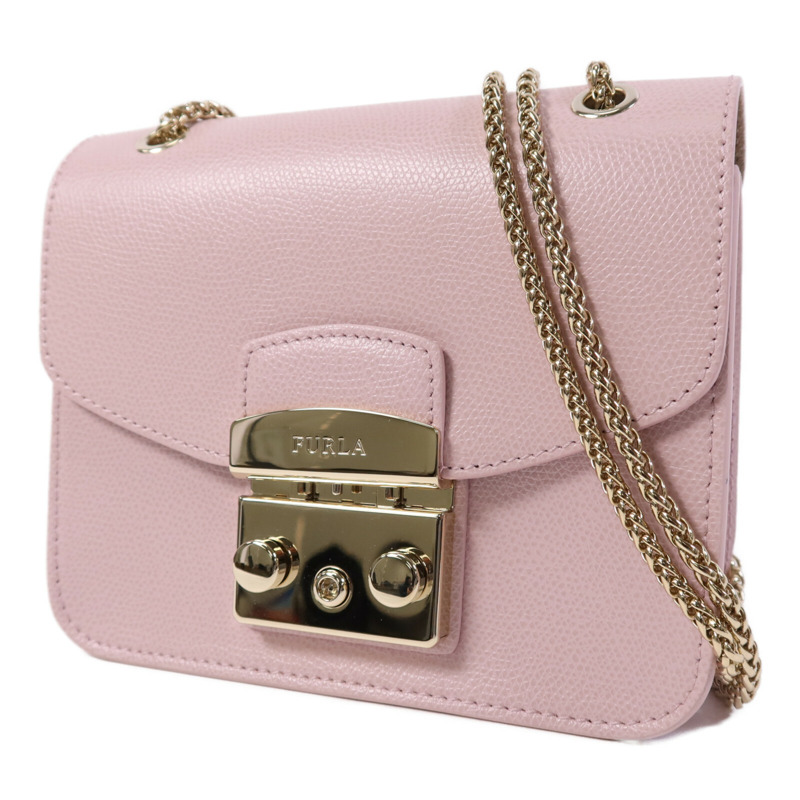 Furla 牛皮皮革Mini Metropolis金扣鏈帶肩背袋-1