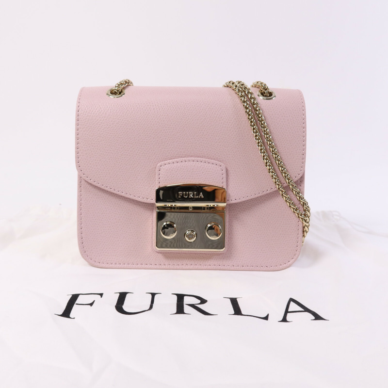 Furla 牛皮皮革Mini Metropolis金扣鏈帶肩背袋-4