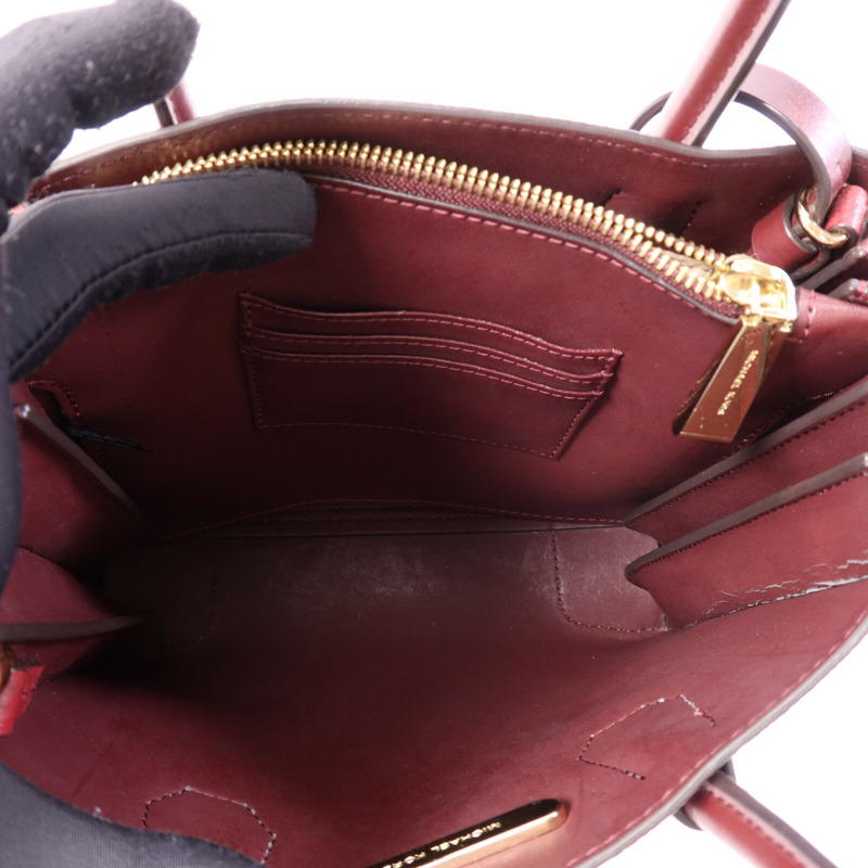 Michael Kors 牛皮皮革Mercer Accordion金扣手挽肩背兩用袋-4