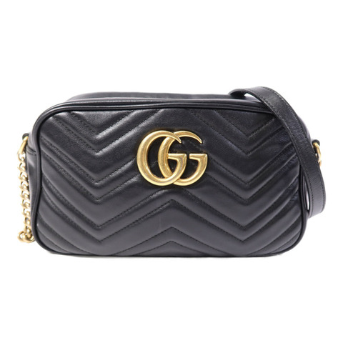 GUCCI 牛皮皮革GG Marmont金扣鏈帶肩背袋