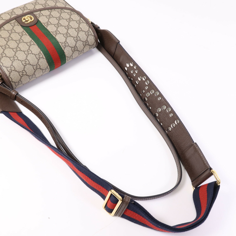 GUCCI 塗層帆布Ophidia GG金扣肩背袋-8