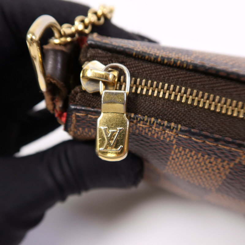 LOUIS VUITTON Damier Ebene金扣鏈帶肩背袋-7