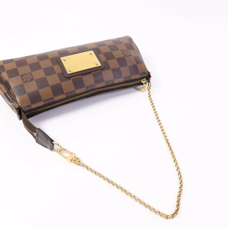 LOUIS VUITTON Damier Ebene金扣鏈帶肩背袋-8